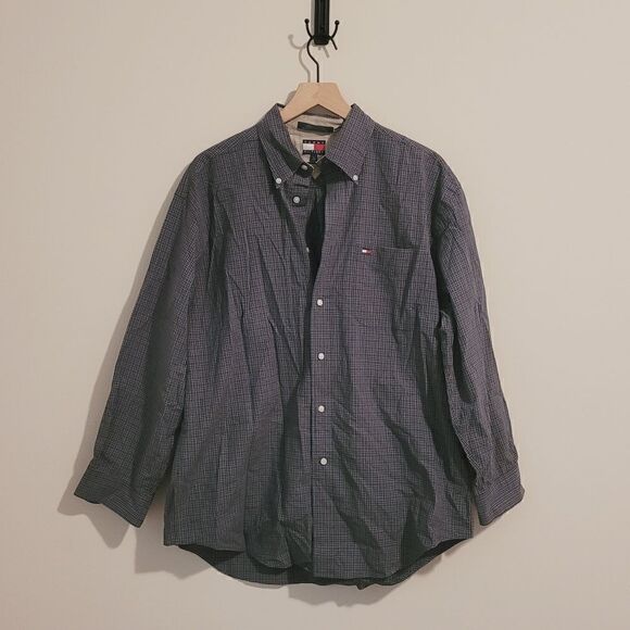 Tommy Hilfiger Plaid Button Down Long Sleeve Shirt Size Large - Picture 1 of 6